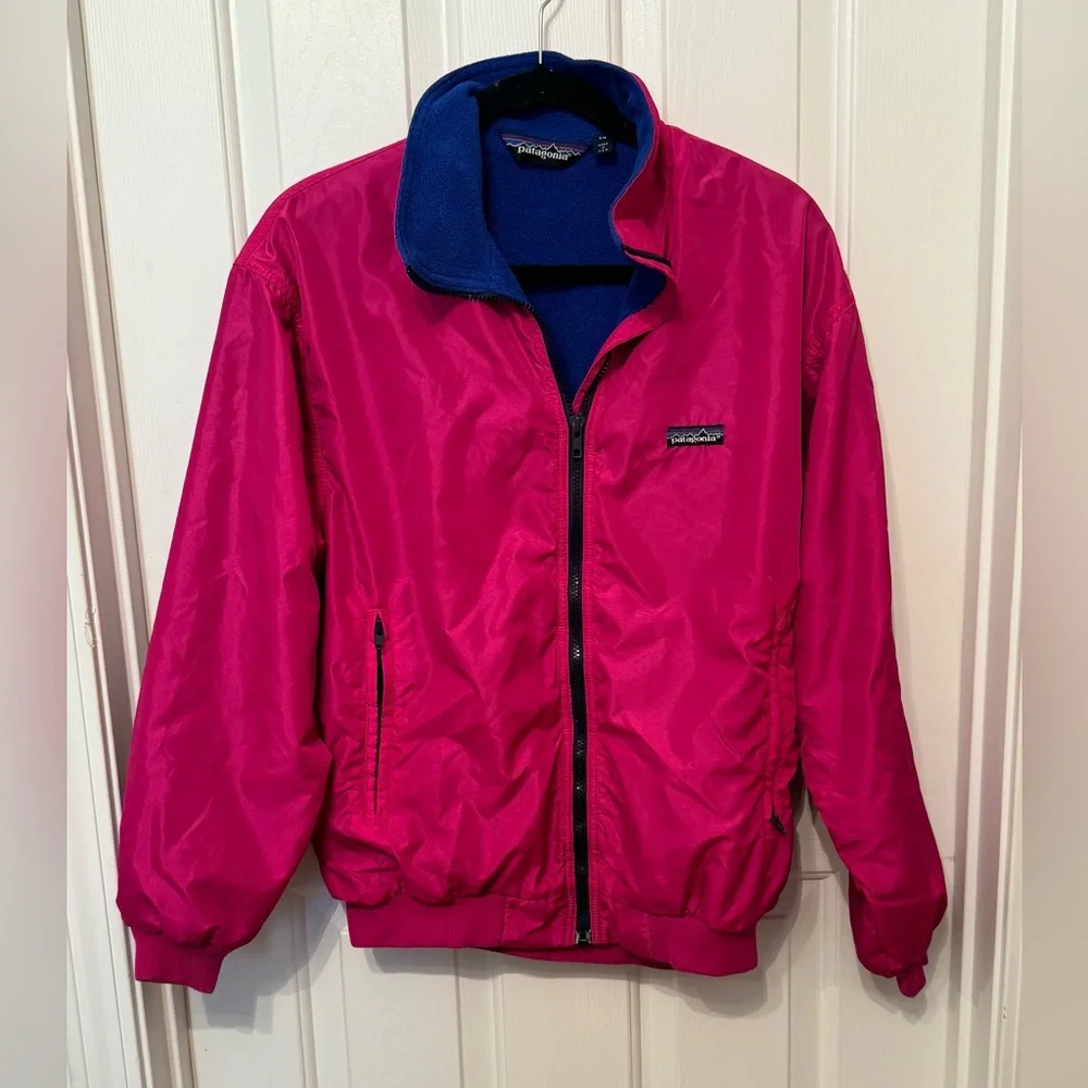 Patagonia Kids Fleece Lined Windbreaker Jacket Purple Pink Youth Size 14